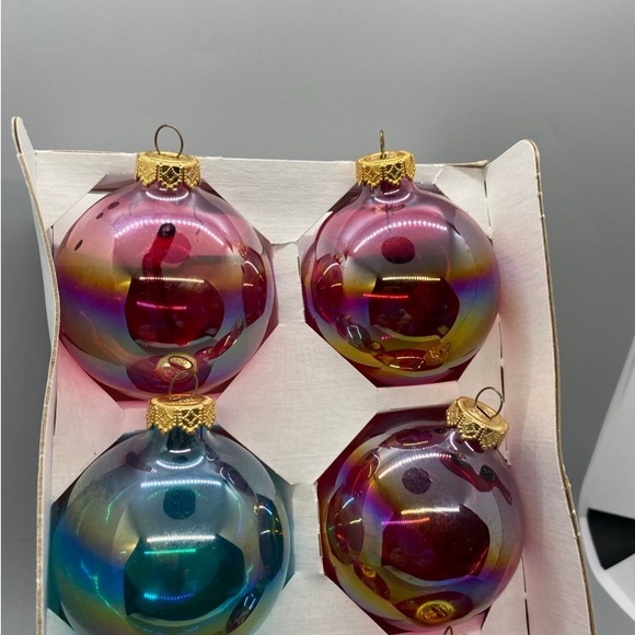 Holly Vintage Christmas Ornaments Glass Balls 6 ct Original Box - Picture 8 of 10